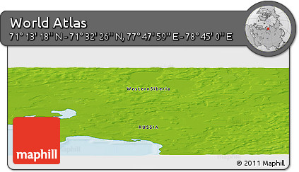 Physical Panoramic Map of the Area around 71° 22' 52" N, 78° 16' 30" E