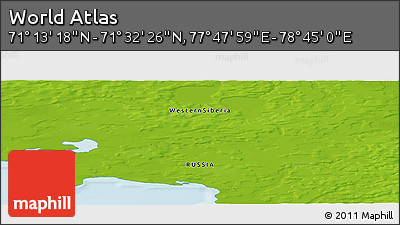 Physical Panoramic Map of the Area around 71° 22' 52" N, 78° 16' 30" E