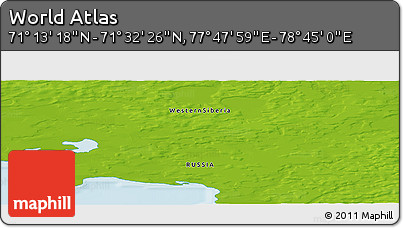 Physical Panoramic Map of the Area around 71° 22' 52" N, 78° 16' 30" E