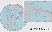 Gray Location Map of the area around 71° 22' 52" N, 78° 7' 30" W, hill shading