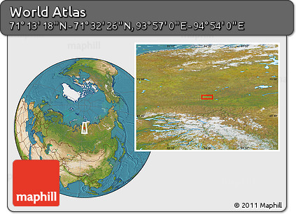 Satellite Location Map of the Area around 71° 22' 52" N, 94° 25' 30" E