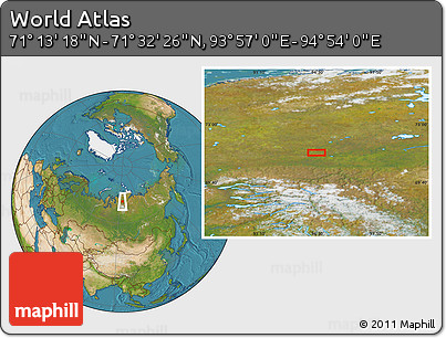 Satellite Location Map of the Area around 71° 22' 52" N, 94° 25' 30" E
