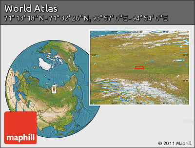 Satellite Location Map of the Area around 71° 22' 52" N, 94° 25' 30" E