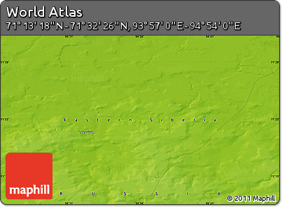 Physical Map of the Area around 71° 22' 52" N, 94° 25' 30" E