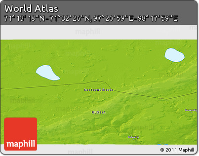 Physical 3D Map of the Area around 71° 22' 52" N, 97° 49' 29" E