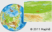 Physical Location Map of the area around 71° 22' 52" N, 97° 49' 29" E