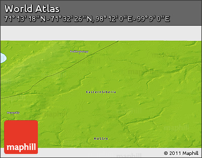 Physical 3D Map of the Area around 71° 22' 52" N, 98° 40' 30" E