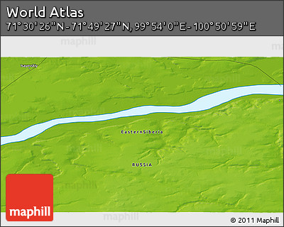 Physical 3D Map of the Area around 71° 39' 56" N, 100° 22' 30" E