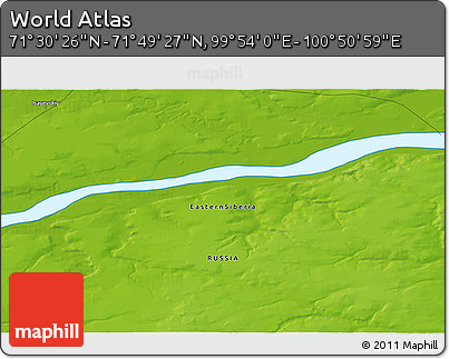 Physical 3D Map of the Area around 71° 39' 56" N, 100° 22' 30" E