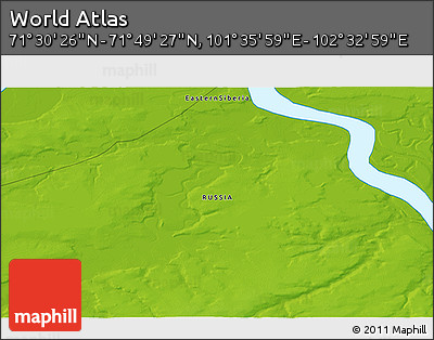 Physical 3D Map of the Area around 71° 39' 56" N, 102° 4' 29" E