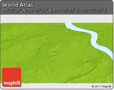 Physical 3D Map of the Area around 71° 39' 56" N, 102° 4' 29" E