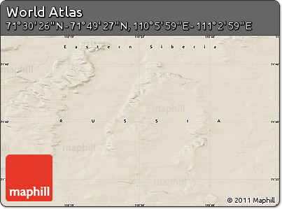 Shaded Relief Map of the Area around 71° 39' 56" N, 110° 34' 29" E