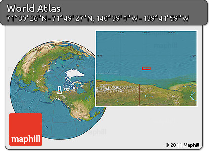 Satellite Location Map of the Area around 71° 39' 56" N, 140° 10' 30" W