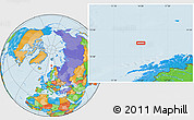 Political Location Map of the area around 71° 39' 56" N, 14° 31' 30" E