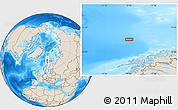 Shaded Relief Location Map of the area around 71° 39' 56" N, 14° 31' 30" E