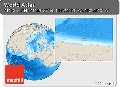 Shaded Relief Location Map of the Area around 71° 39' 56" N, 151° 13' 29" W