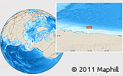 Shaded Relief Location Map of the area around 71° 39' 56" N, 151° 13' 29" W