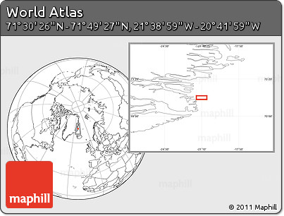 Blank Location Map of the Area around 71° 39' 56" N, 21° 10' 29" W