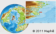 Physical Location Map of the area around 71° 39' 56" N, 21° 10' 29" W