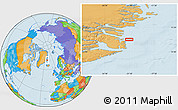 Political Location Map of the area around 71° 39' 56" N, 21° 10' 29" W