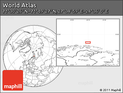 Blank Location Map of the Area around 71° 39' 56" N, 28° 7' 30" E