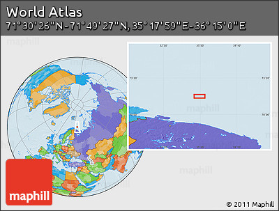 Political Location Map of the Area around 71° 39' 56" N, 35° 46' 29" E