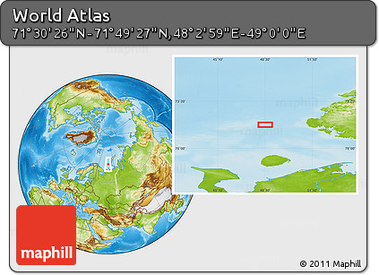 Physical Location Map of the Area around 71° 39' 56" N, 48° 31' 29" E