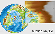 Physical Location Map of the area around 71° 39' 56" N, 49° 13' 30" W