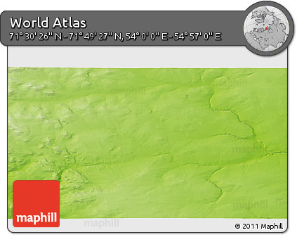 Physical 3D Map of the Area around 71° 39' 56" N, 54° 28' 30" E