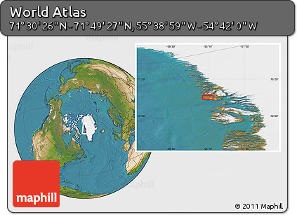 Satellite Location Map of the Area around 71° 39' 56" N, 55° 10' 29" W