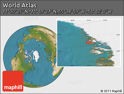 Satellite Location Map of the Area around 71° 39' 56" N, 55° 10' 29" W
