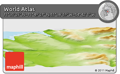 Physical Panoramic Map of the Area around 71° 39' 56" N, 55° 10' 29" W