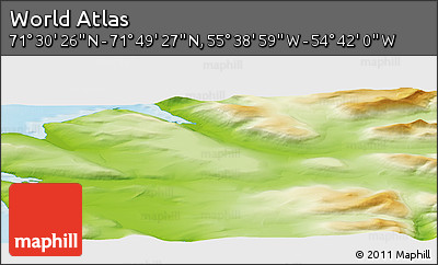Physical Panoramic Map of the Area around 71° 39' 56" N, 55° 10' 29" W