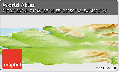 Physical Panoramic Map of the Area around 71° 39' 56" N, 55° 10' 29" W