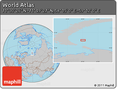 Gray Location Map of the Area around 71° 39' 56" N, 58° 43' 30" E