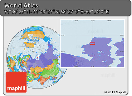 Political Location Map of the Area around 71° 39' 56" N, 68° 55' 30" E