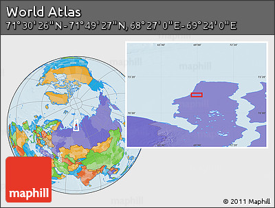 Political Location Map of the Area around 71° 39' 56" N, 68° 55' 30" E