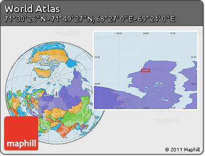 Political Location Map of the Area around 71° 39' 56" N, 68° 55' 30" E