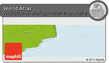 Physical Panoramic Map of the Area around 71° 39' 56" N, 72° 19' 29" E