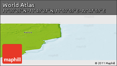 Physical Panoramic Map of the Area around 71° 39' 56" N, 72° 19' 29" E