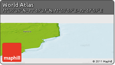 Physical Panoramic Map of the Area around 71° 39' 56" N, 72° 19' 29" E