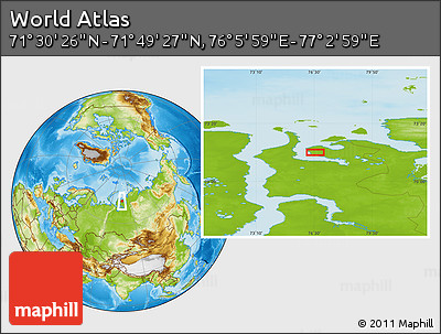 Physical Location Map of the Area around 71° 39' 56" N, 76° 34' 29" E