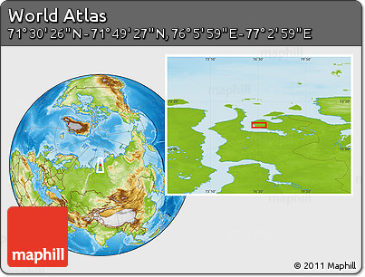 Physical Location Map of the Area around 71° 39' 56" N, 76° 34' 29" E