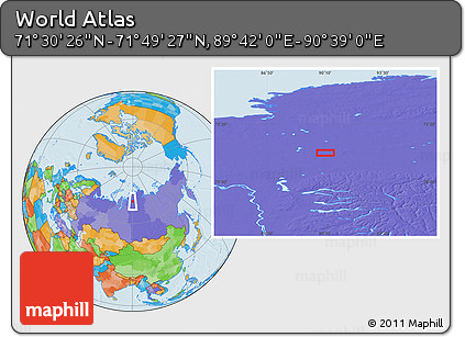 Political Location Map of the Area around 71° 39' 56" N, 90° 10' 30" E