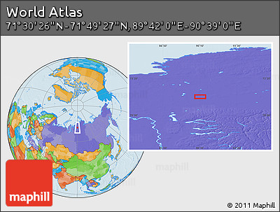 Political Location Map of the Area around 71° 39' 56" N, 90° 10' 30" E
