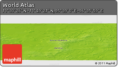 Physical Panoramic Map of the Area around 71° 39' 56" N, 96° 7' 30" E