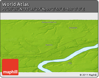 Physical 3D Map of the Area around 71° 39' 56" N, 99° 31' 30" E