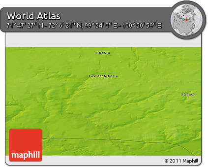 Physical 3D Map of the Area around 71° 56' 54" N, 100° 22' 30" E