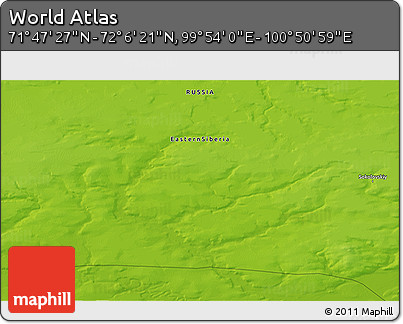 Physical 3D Map of the Area around 71° 56' 54" N, 100° 22' 30" E