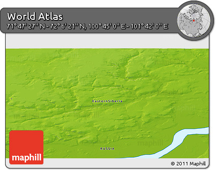 Physical 3D Map of the Area around 71° 56' 54" N, 101° 13' 29" E